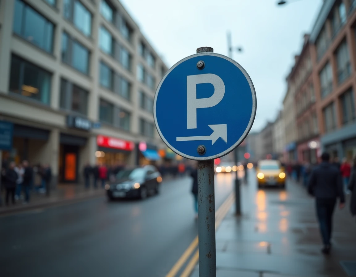 Panneau de signalisation indiquant un parking à proximité du Stade de France lors d'un jour de match